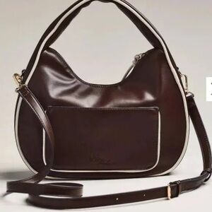 Anthropologie mali + lili Anna sporty faux leather brown bag crossbody